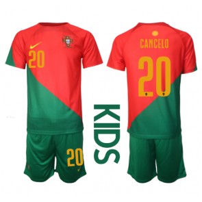 Portugal Joao Cancelo #20 Replica Home Stadium Kit for Kids World Cup 2022 Short Sleeve (+ pants)